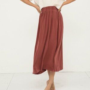 Elizabeth Suzann Bel Skirt Rust Silk Crepe S-short